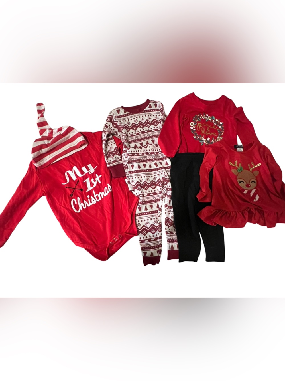 6 Piece Lot for 12 Month Girl “My First Christmas”